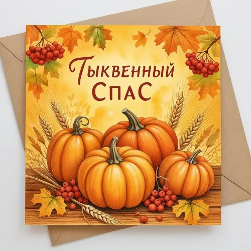 Красивые открытки с Тыквенным Спасом