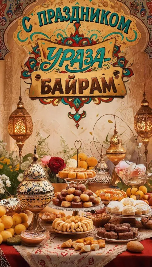 Картинки с поздравлениями на праздник Ураза-байрам